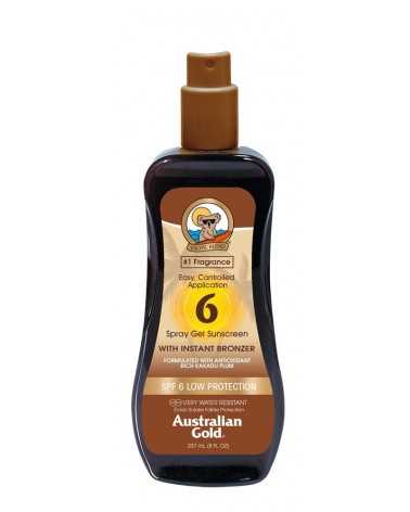 Australian Gold BRONZER Spray Gel Sunscreen SPF6 237ml